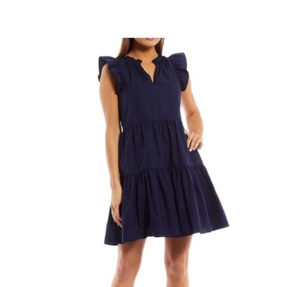 Chic Navy Ruffle Mini Dress